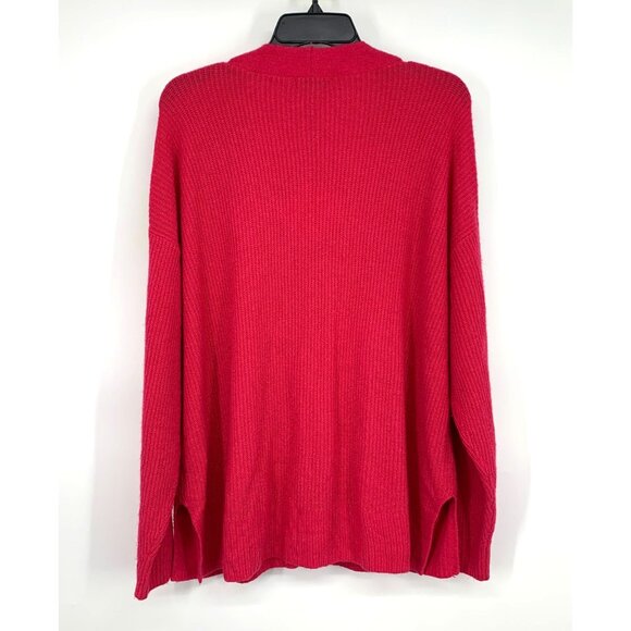 Ava & Viv Cardigan Pink Rhinestone Button Down V Neck RIbbed - Picture 8 of 10